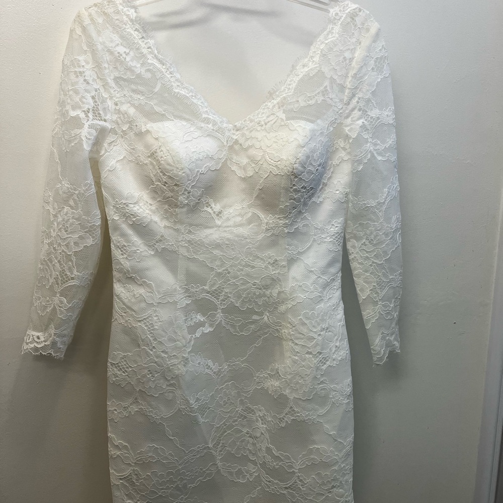 NEW off White Lace Midi wedding Dress